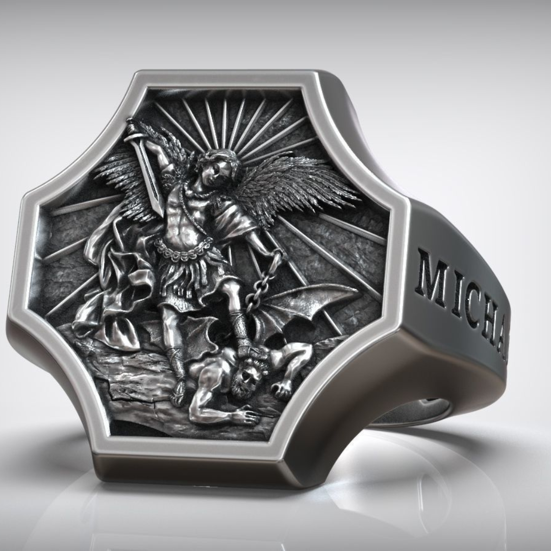 Arch angel michael silver Ring for men