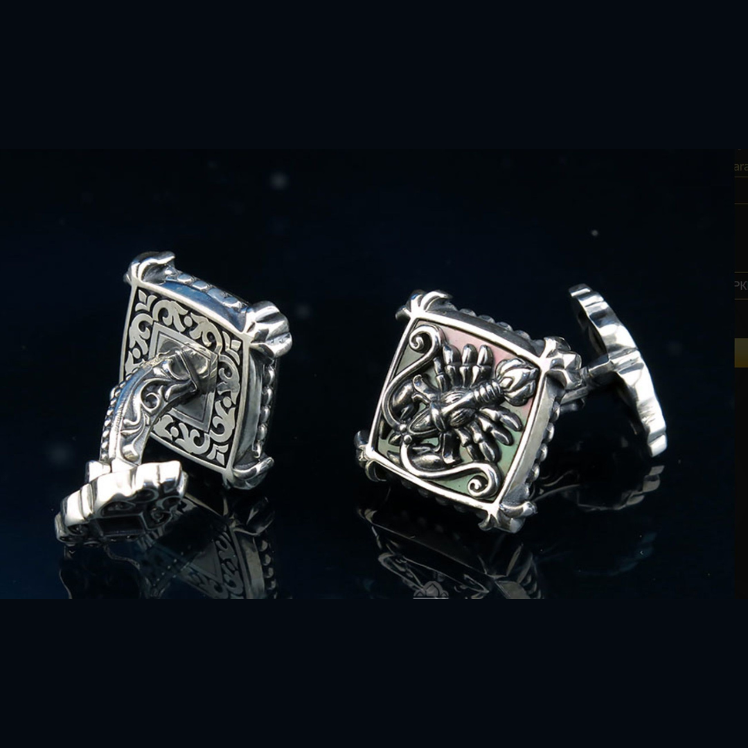 Cancer silver cuff links