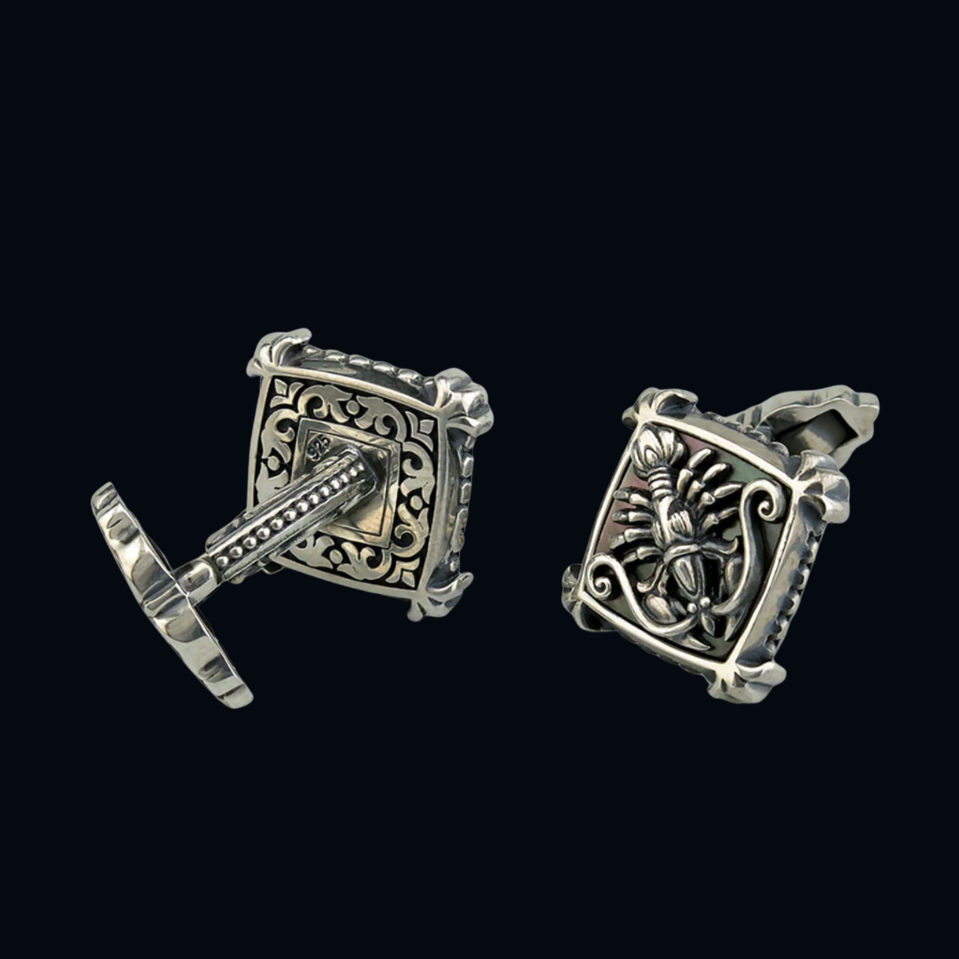 Cancer silver cuff links