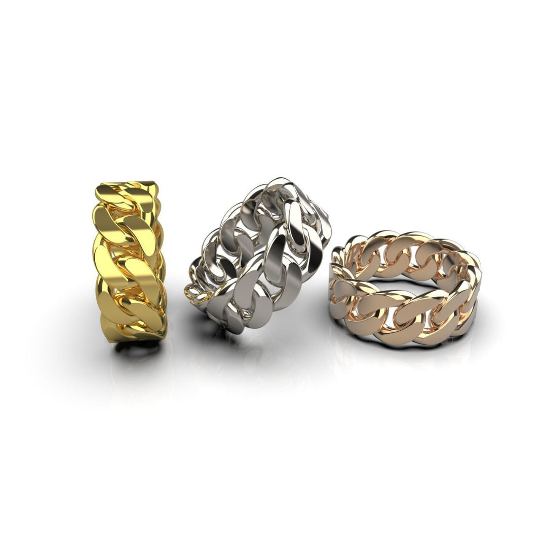 Cuban linked chain rings for men