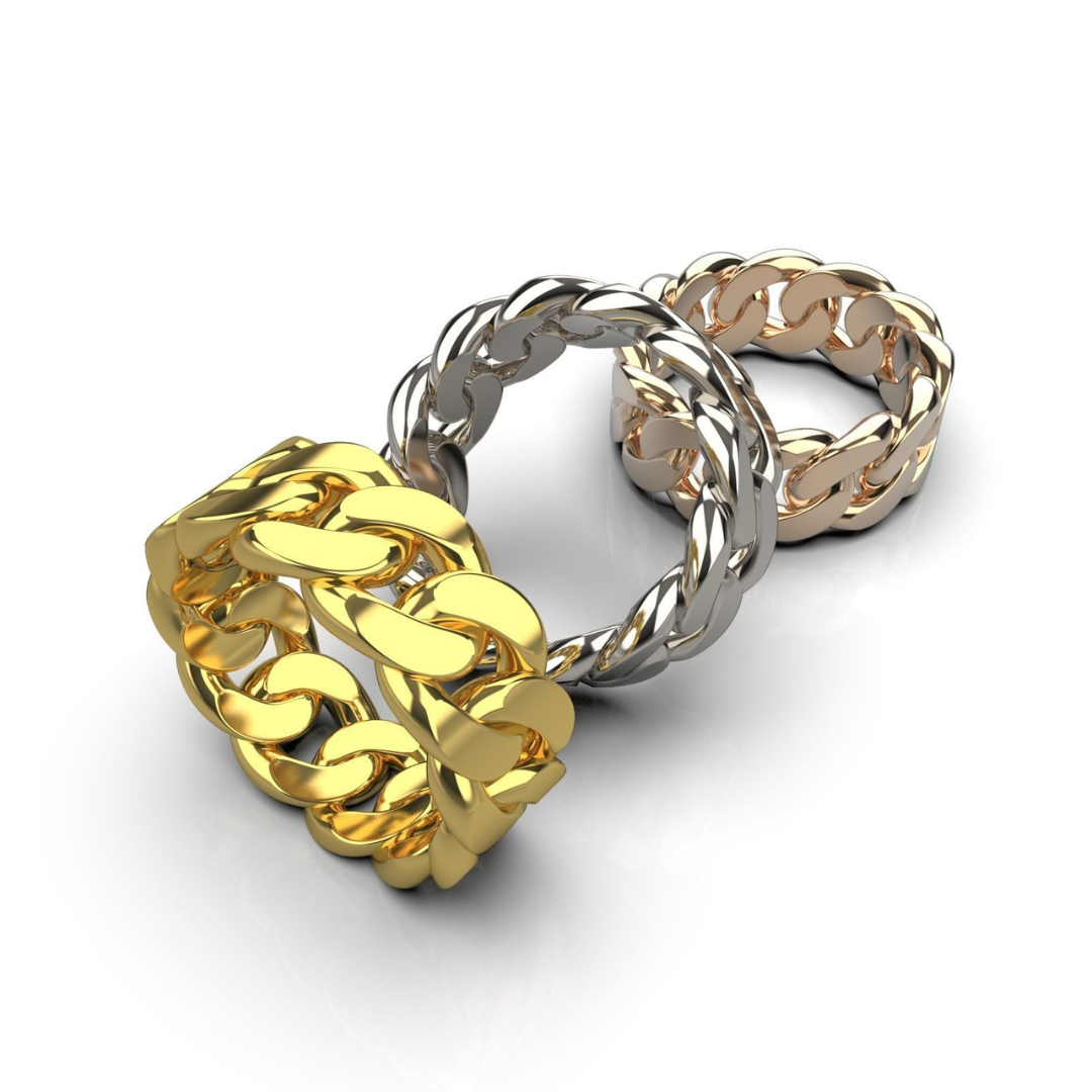 Cuban linked chain rings for men