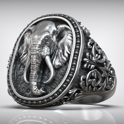 Elephant head ring for men