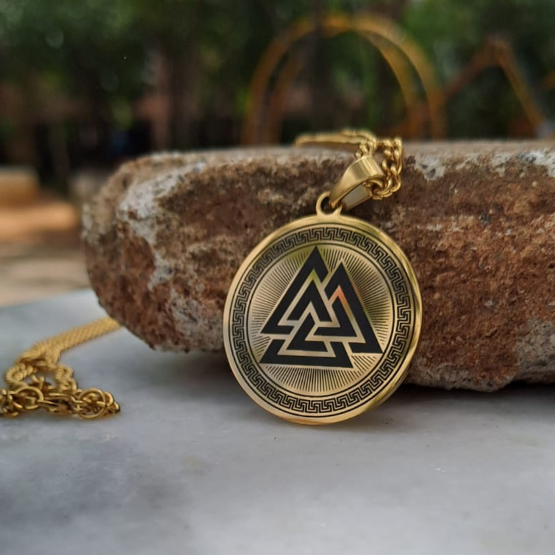 Gold Valknut Silver Pendant