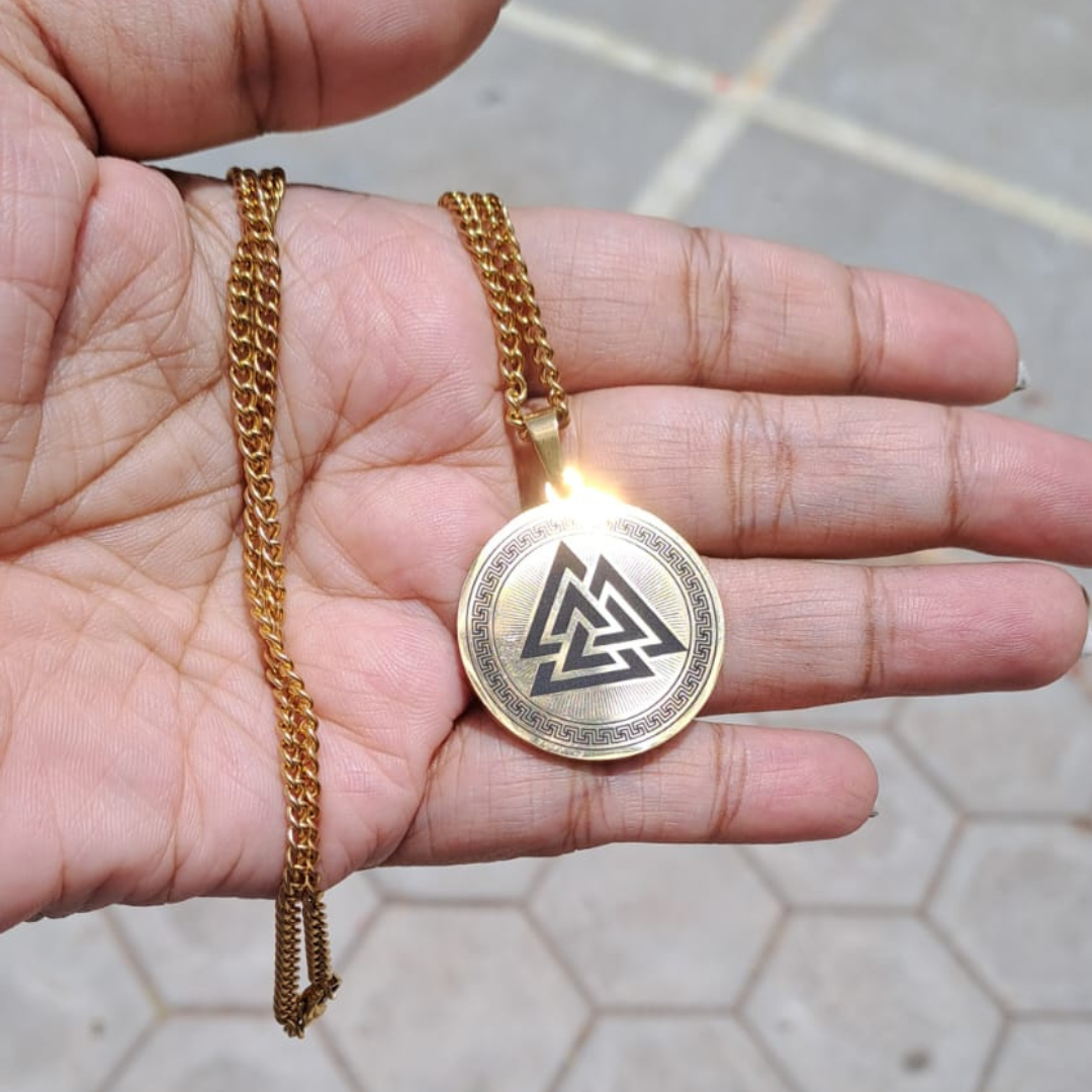 Gold Valknut Silver Pendant