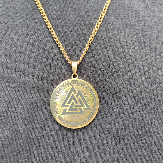 Gold Valknut Silver Pendant