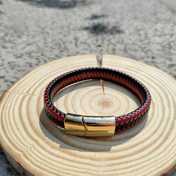 Red Braided Leather Bracelet