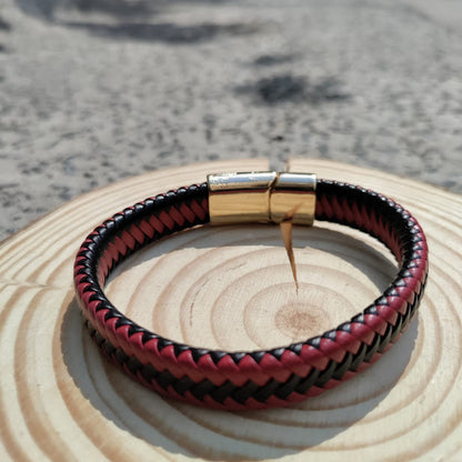 Red Braided Leather Bracelet