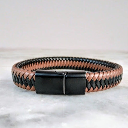 Brown Braided Leather Bracelet