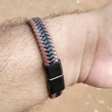 Aether Brown Braided Leather Bracelet