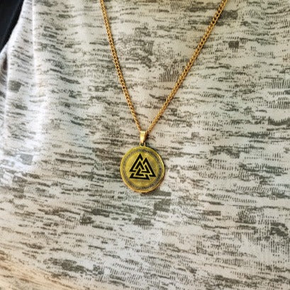 Gold Valknut Silver Pendant