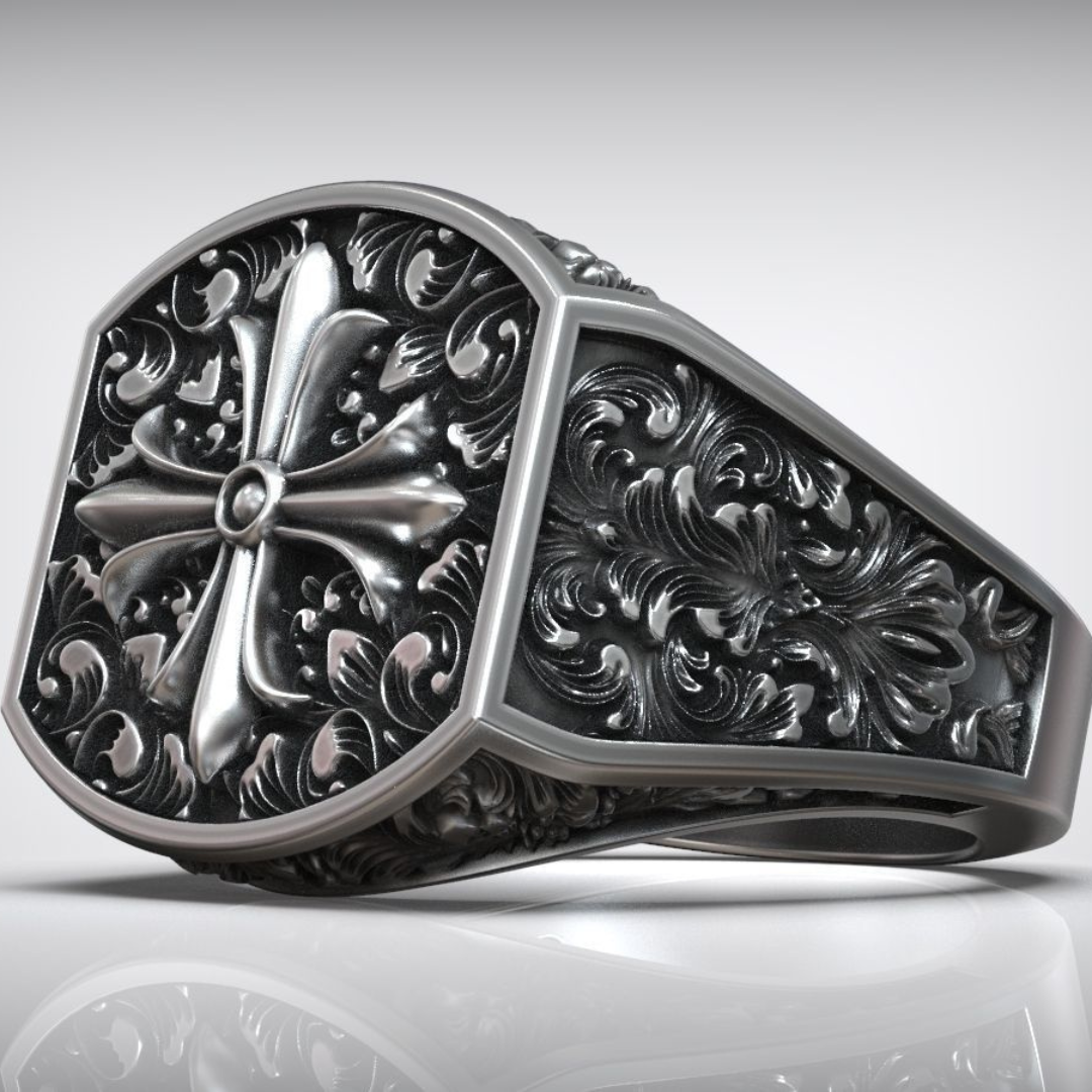 Maltese Baroque silver ring for men