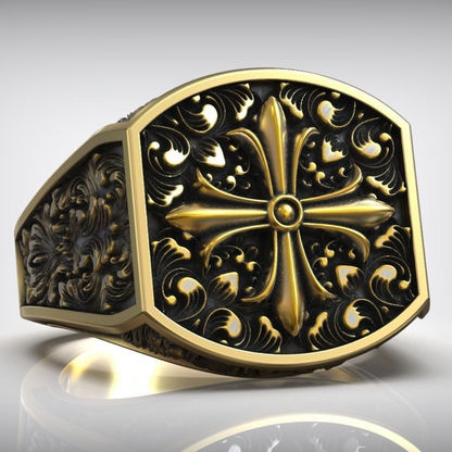 Maltese baroque silver ring for men