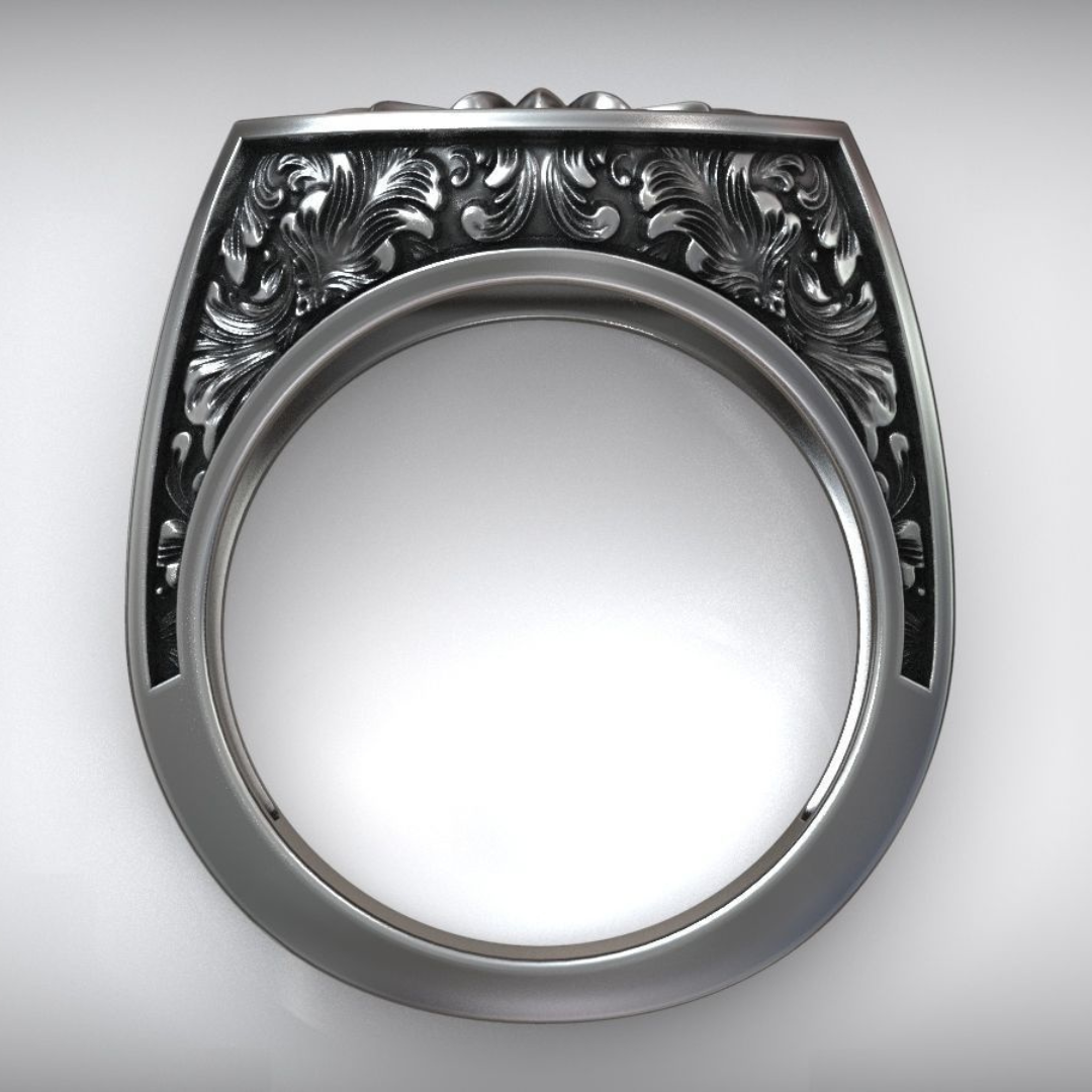 Maltese baroque silver ring for men