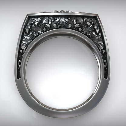 Maltese baroque silver ring for men