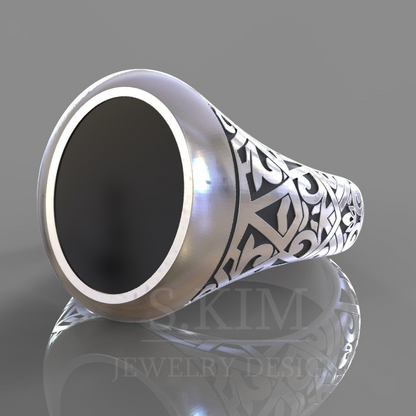 Oval onyx ring for men