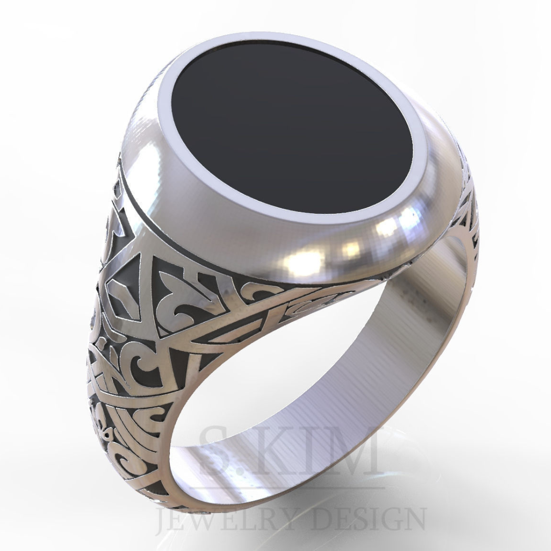 Oval onyx ring for men