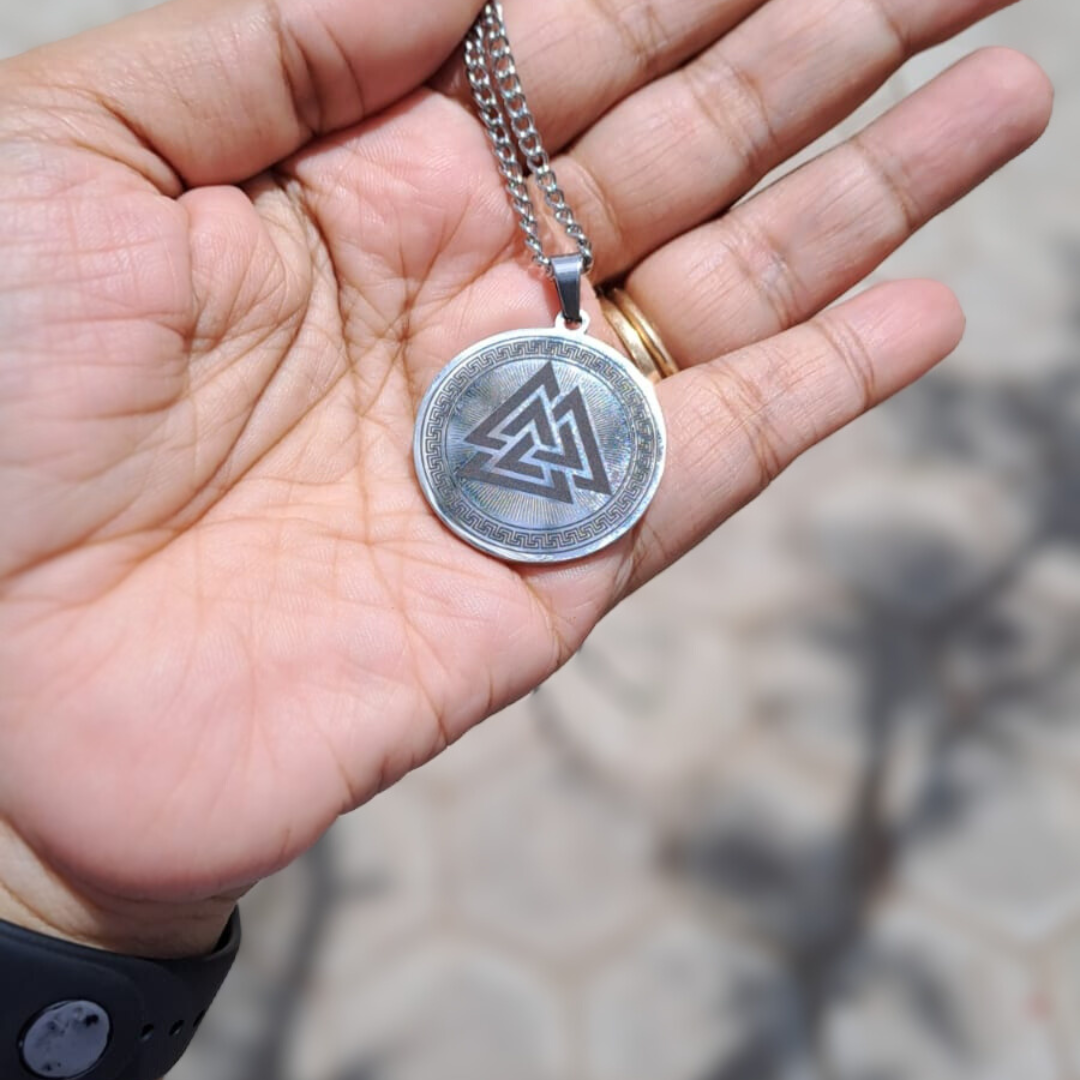 Silver Valknut Pendant Chain