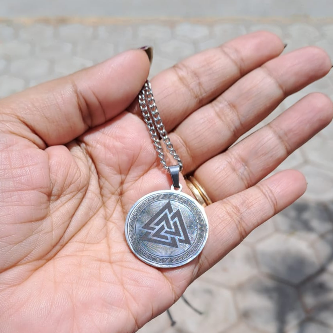 Silver Valknut Pendant Chain