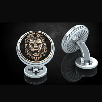 Saja men Lion faced silver cuff links