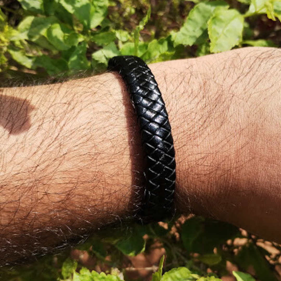 Black leather bracelet