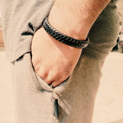 Black leather bracelet