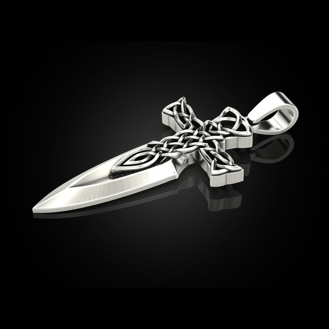 Spathi Celtic Sword Silver Pendant for Men