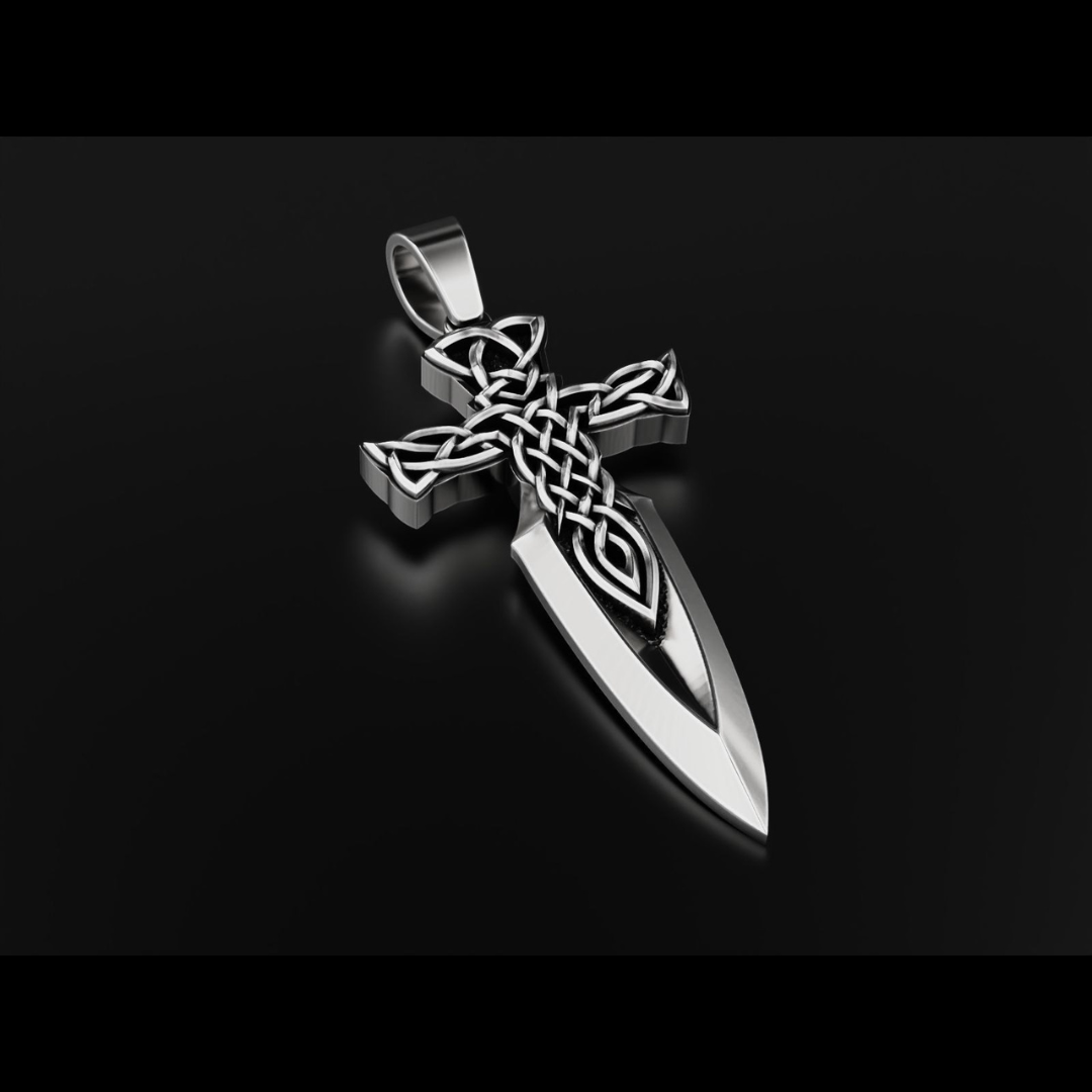 Spathi Celtic Sword Silver Pendant for Men