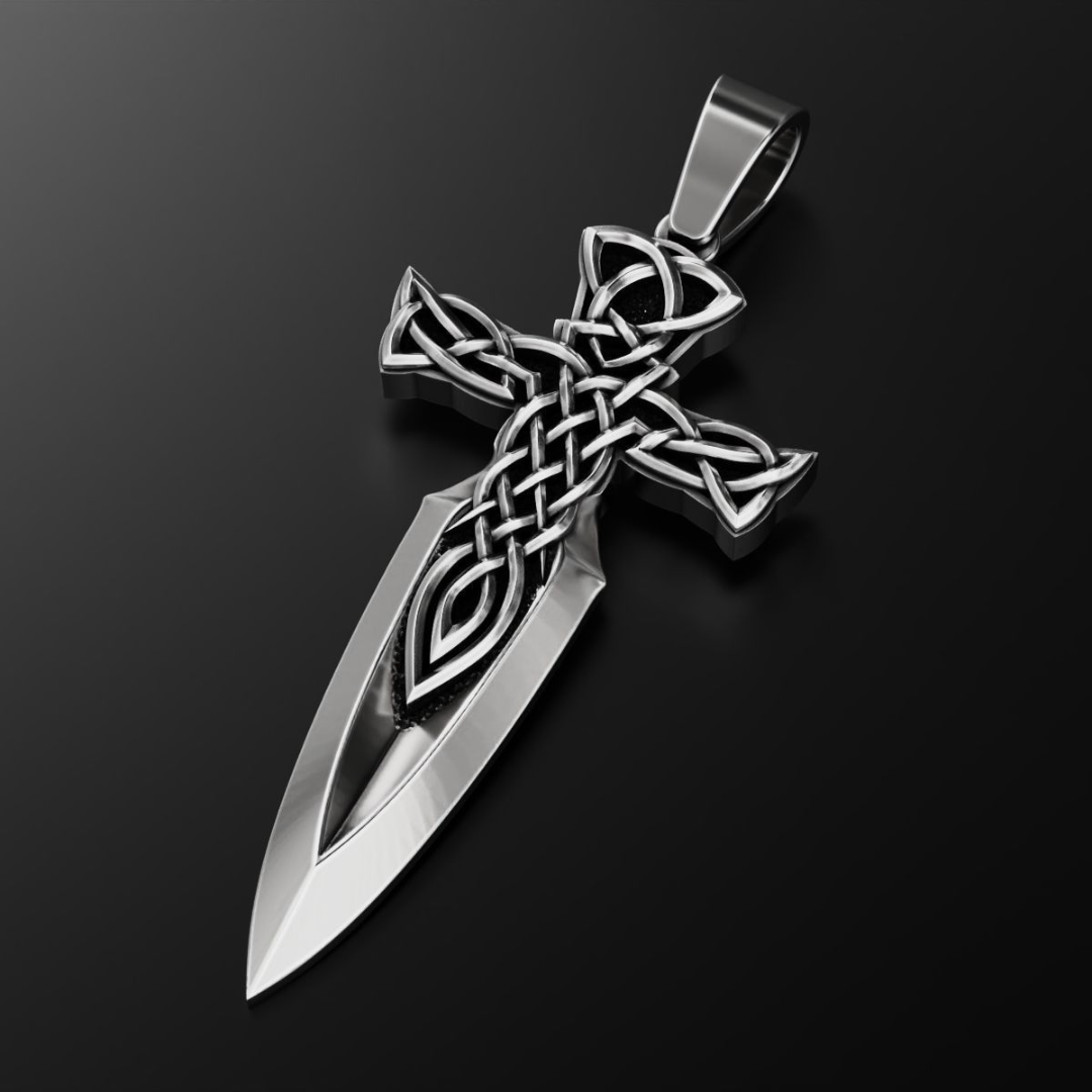 Spathi Celtic Sword Silver Pendant for Men