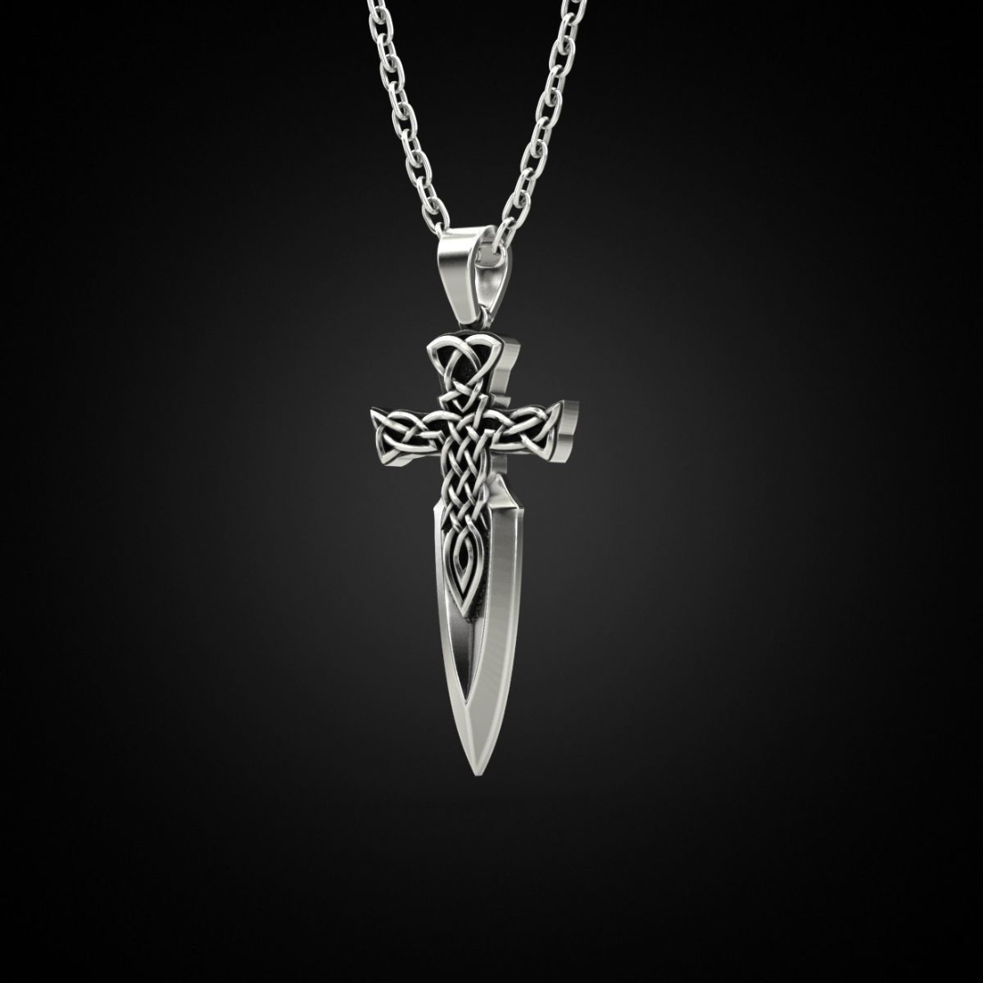 Spathi Celtic Sword Silver Pendant for Men