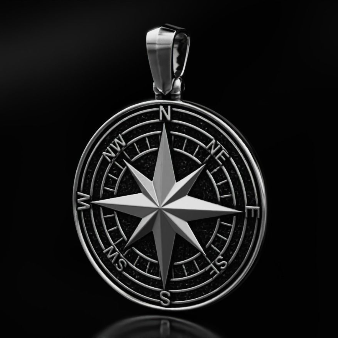 Kompass Silver Pendant for Men by Furihn