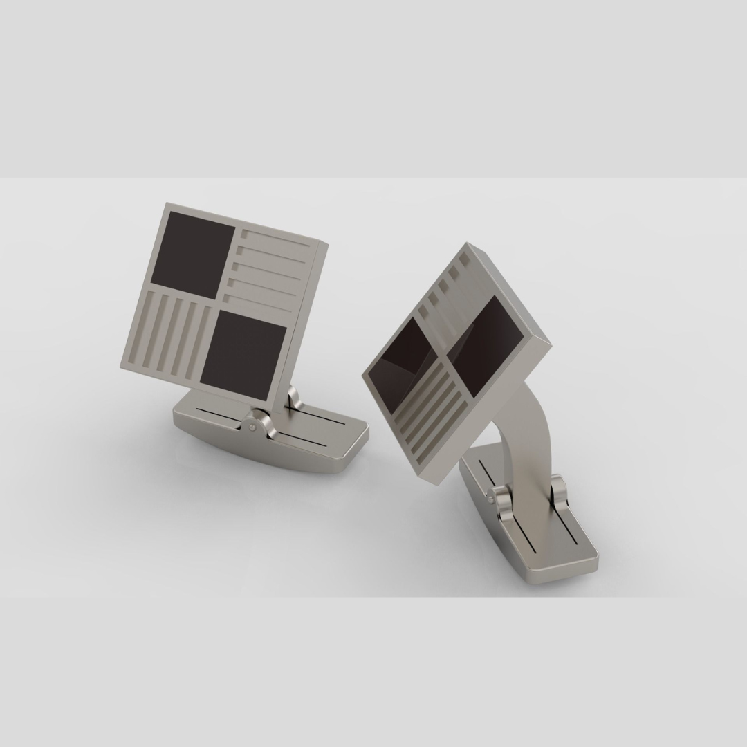 Vintage chequered silver cuff links