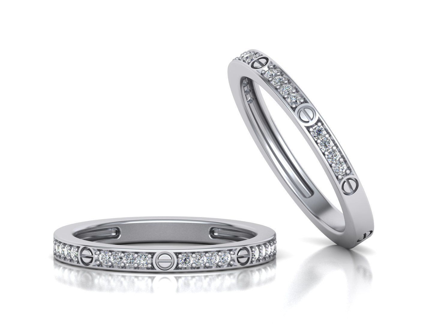 Harmony Silver Couple bands diamonds