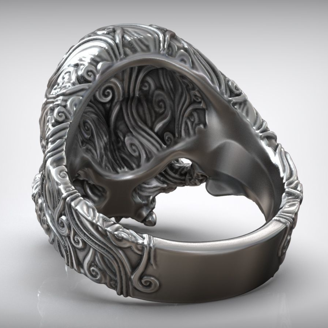 Mens skull ring silver