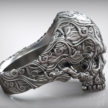 Mens skull ring silver