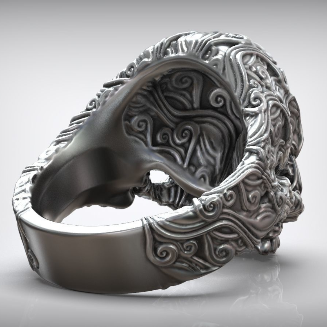 Mens skull ring silver