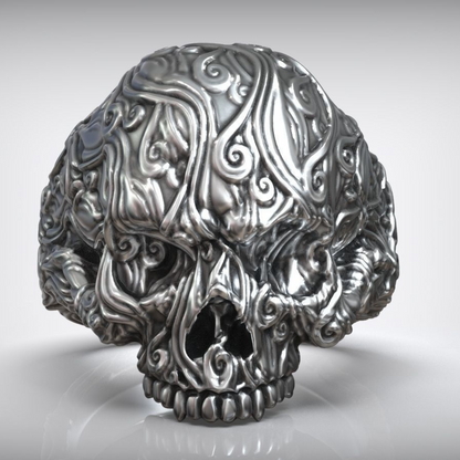 Mens skull ring silver