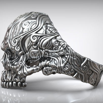 Mens skull ring silver