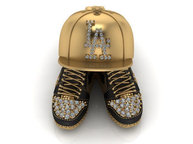 Hip hop shoes and cap silver pendant by furihn.com 