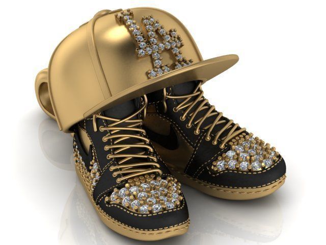 Hip hop shoes and cap silver pendant by furihn.com 