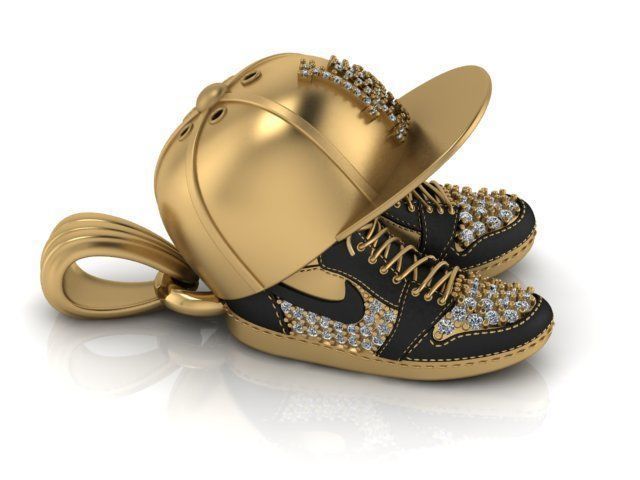 Hip hop shoes and cap silver pendant by furihn.com 