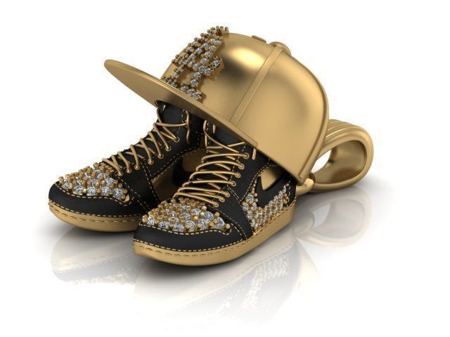 Hip hop shoes and cap silver pendant by furihn.com 