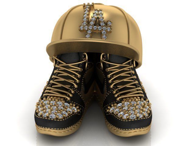 Hip hop shoes and cap silver pendant by furihn.com 