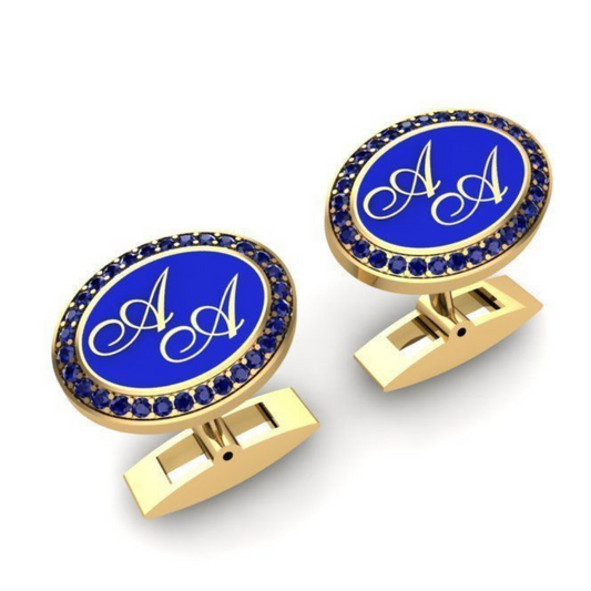 Monogram sapphire cuff links