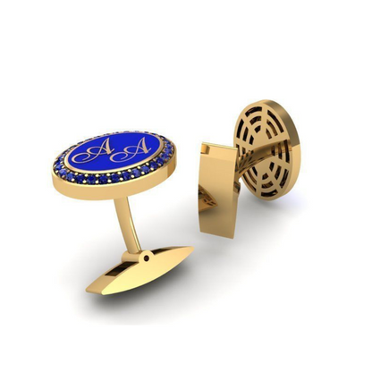 Monogram sapphire cuff links