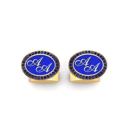 Monogram sapphire cuff links