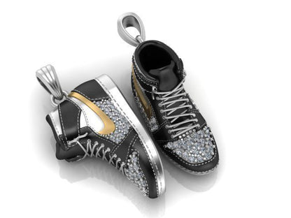 Hip hop shoe Pendant in silver by furihn