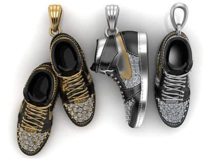 Hip hop shoe Pendant in silver by furihn