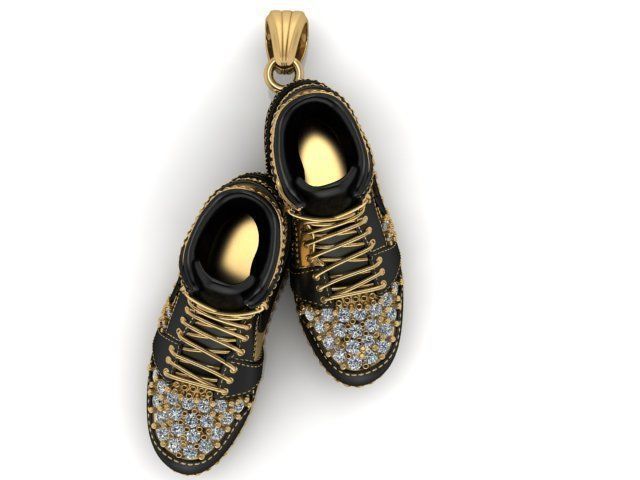 Hip hop shoe Pendant in silver by furihn